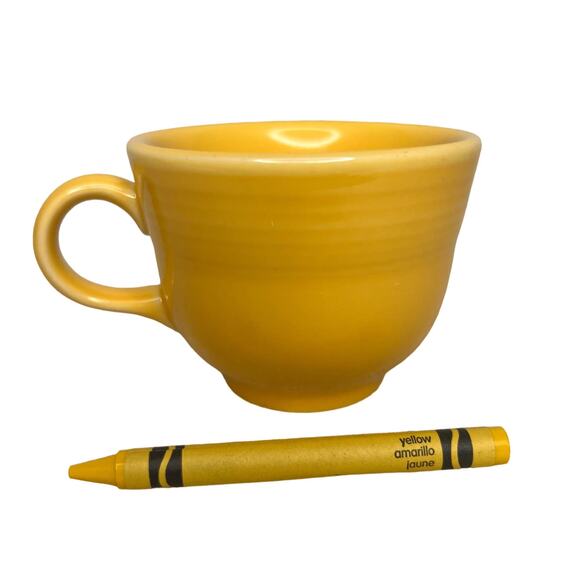 Fiestaware Pair Sunflower Yellow Tea Cups Homer Laughlin Fiesta Ceramic 7 3/4 Oz - Picture 5 of 9